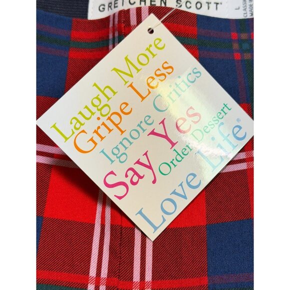 Gretchen Scott Middleton Plaid Gripeless Pull On Pants Red Size Large L - Picture 8 of 10